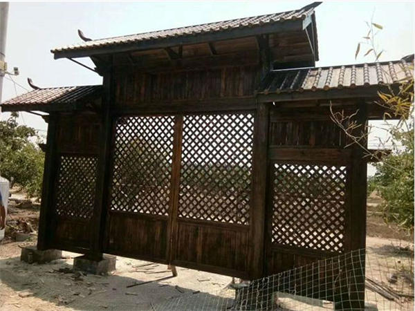 石家庄仿古防腐木门头门楼施工案例16